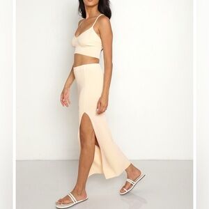 L*Space Midi Ribbed Slit Skirt